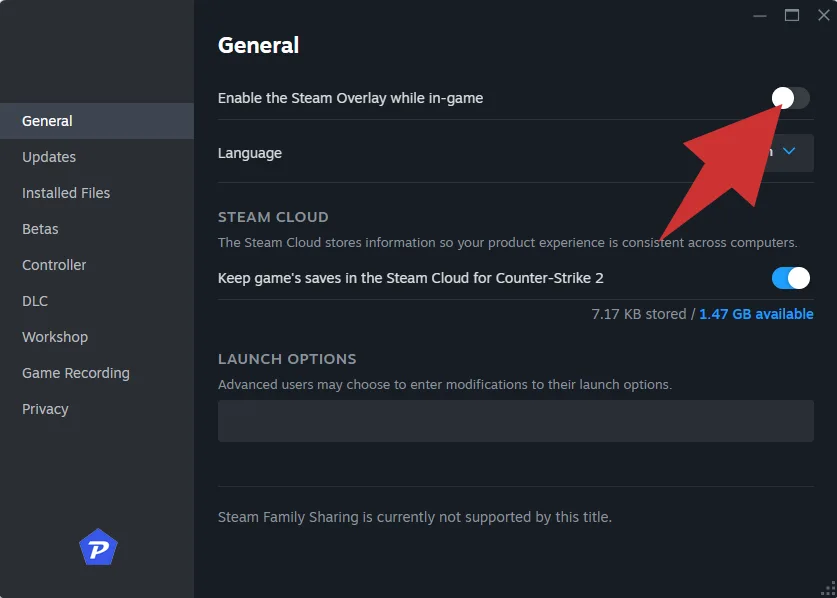 Disable Steam Game Overlay