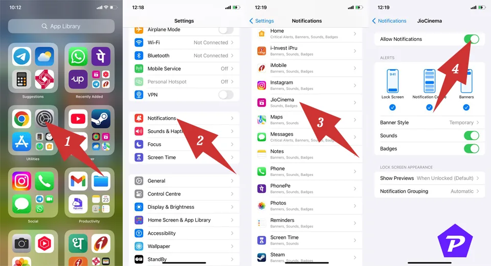 How to disable notifications of an app on iphone ios - pcmobitech.com option 1