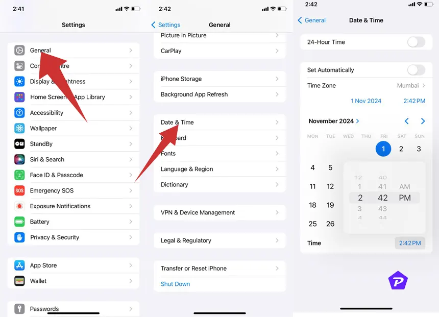 Set date and time manually in iphone